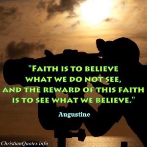 Augustine Christian Quote about Faith - man looking through through binoculars into ocean