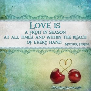 Love Is A Fruit - Mother Teresa Quote