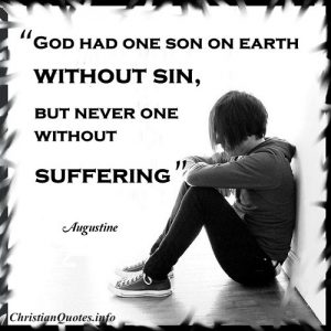 Augustine Christian Quote - Suffering - person sitting on floor with head down