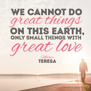 We cannot do great things on this earth, only small things with great love
