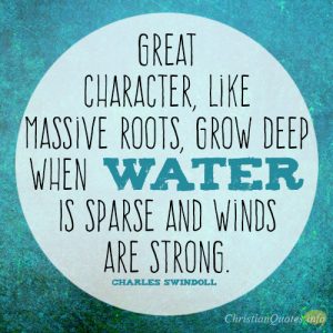Great character, like massive roots, grow deep when water is sparse and winds are strong